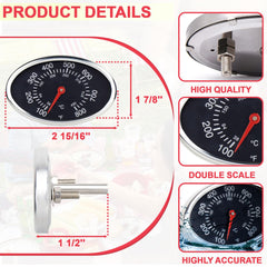 DcYourHome Grill Thermometer side view with dimensions