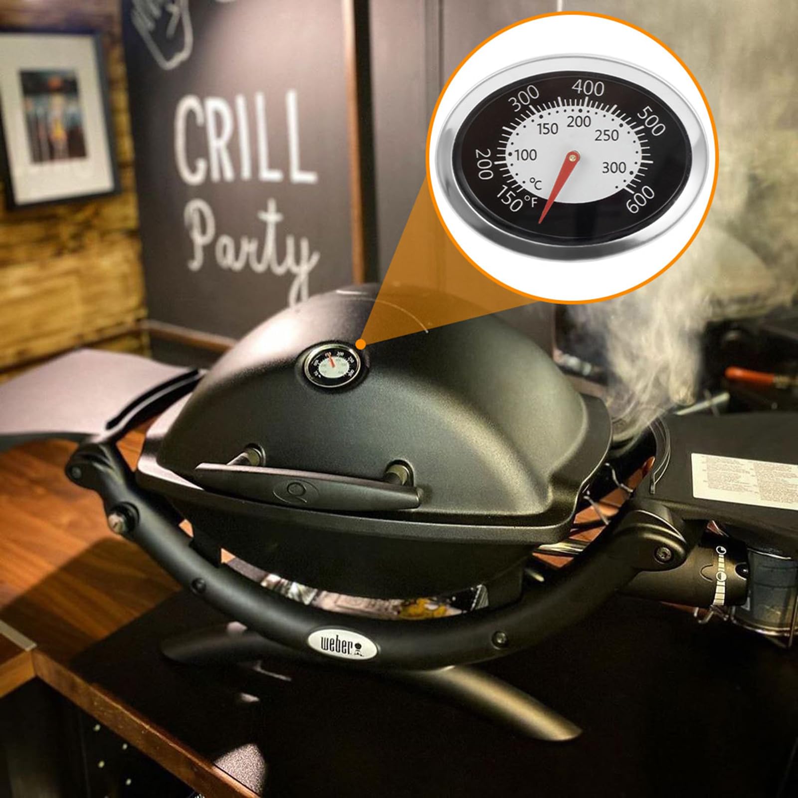 DcYourHome Temperature Gauge installed on Weber grill