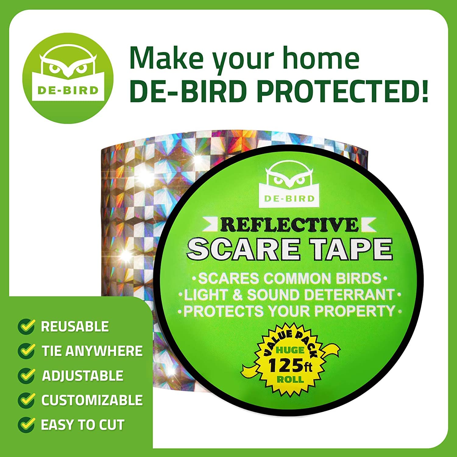 De-Bird Scare Tape used for bird control in outdoor space