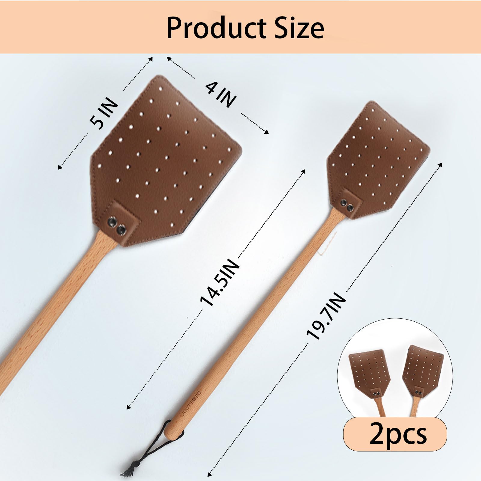 DEBETOOL fly swatter showing solid wooden handle