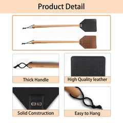 DEBETOOL Leather Fly Swatter set, two pieces on a table