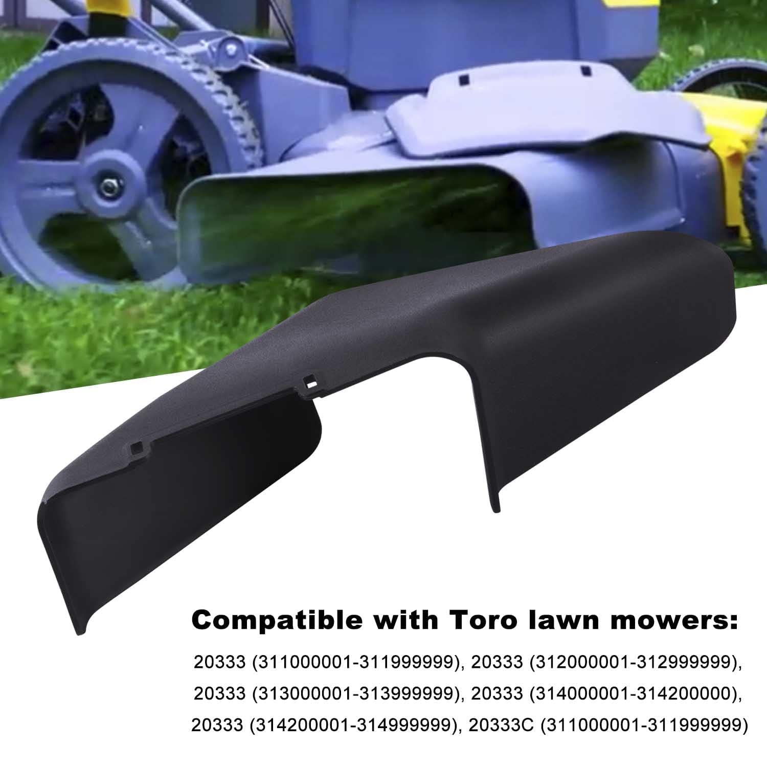 DECKMAN Side Discharge Chute for Toro lawn mowers, displayed outdoors