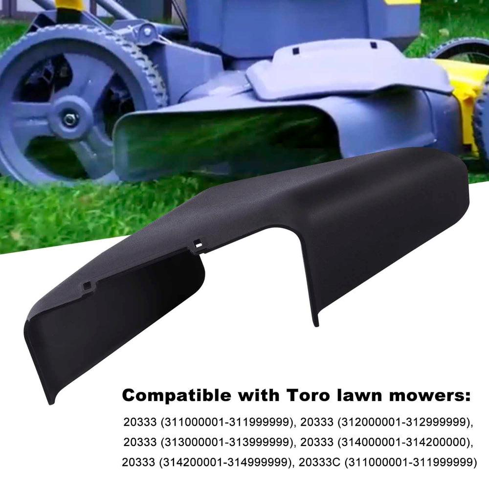 DECKMAN Side Discharge Chute for Toro lawn mowers, displayed outdoors