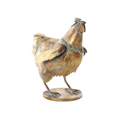 deco 79 Metal Chicken Garden Sculpture front view in bronze