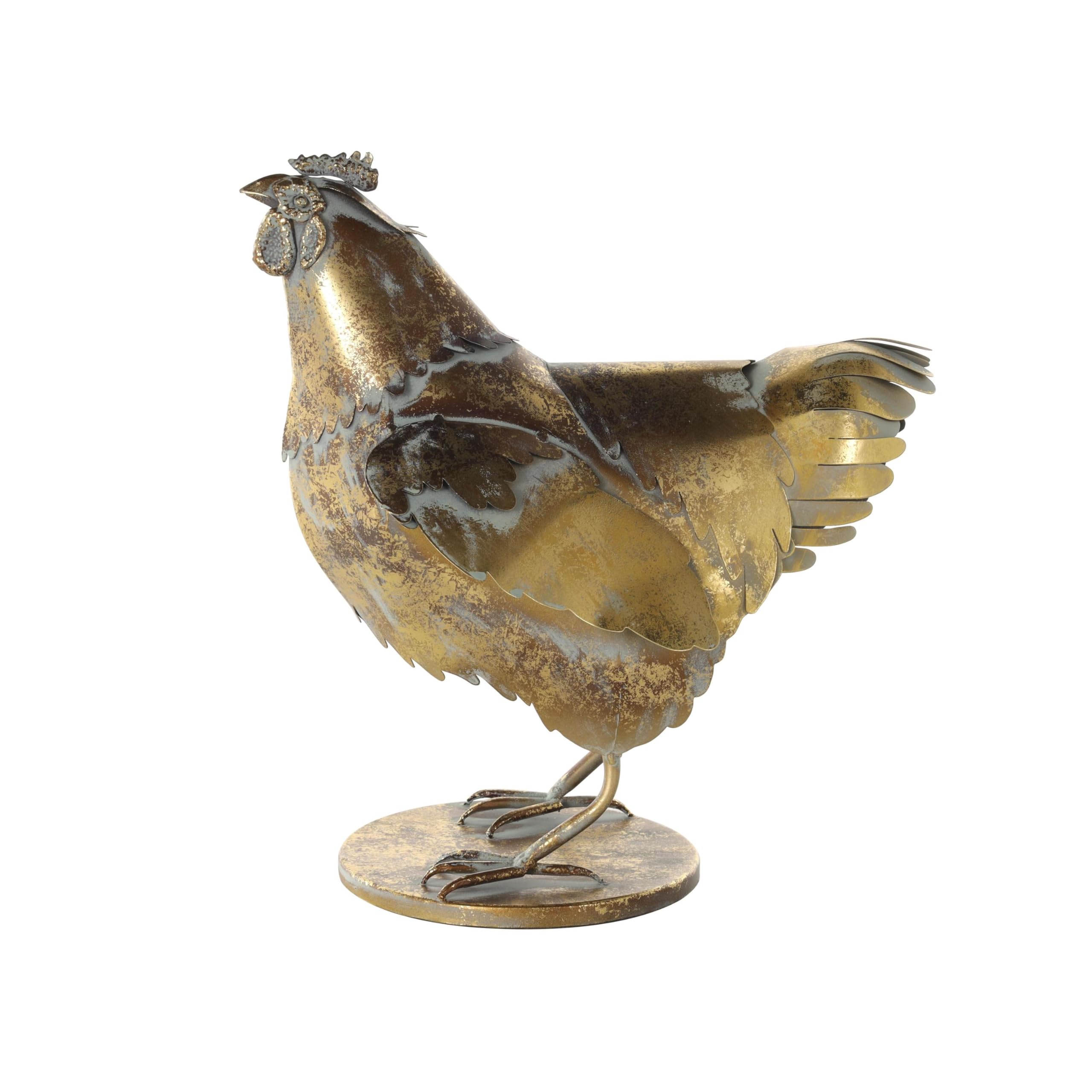 deco 79 Metal Chicken Garden Sculpture showing base stability