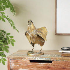 deco 79 Metal Chicken Garden Sculpture side view showing details