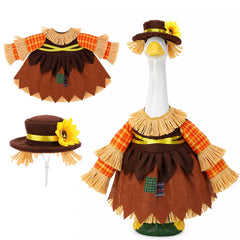 DECOHS scarecrow dress for porch goose with orange plaid sleeves