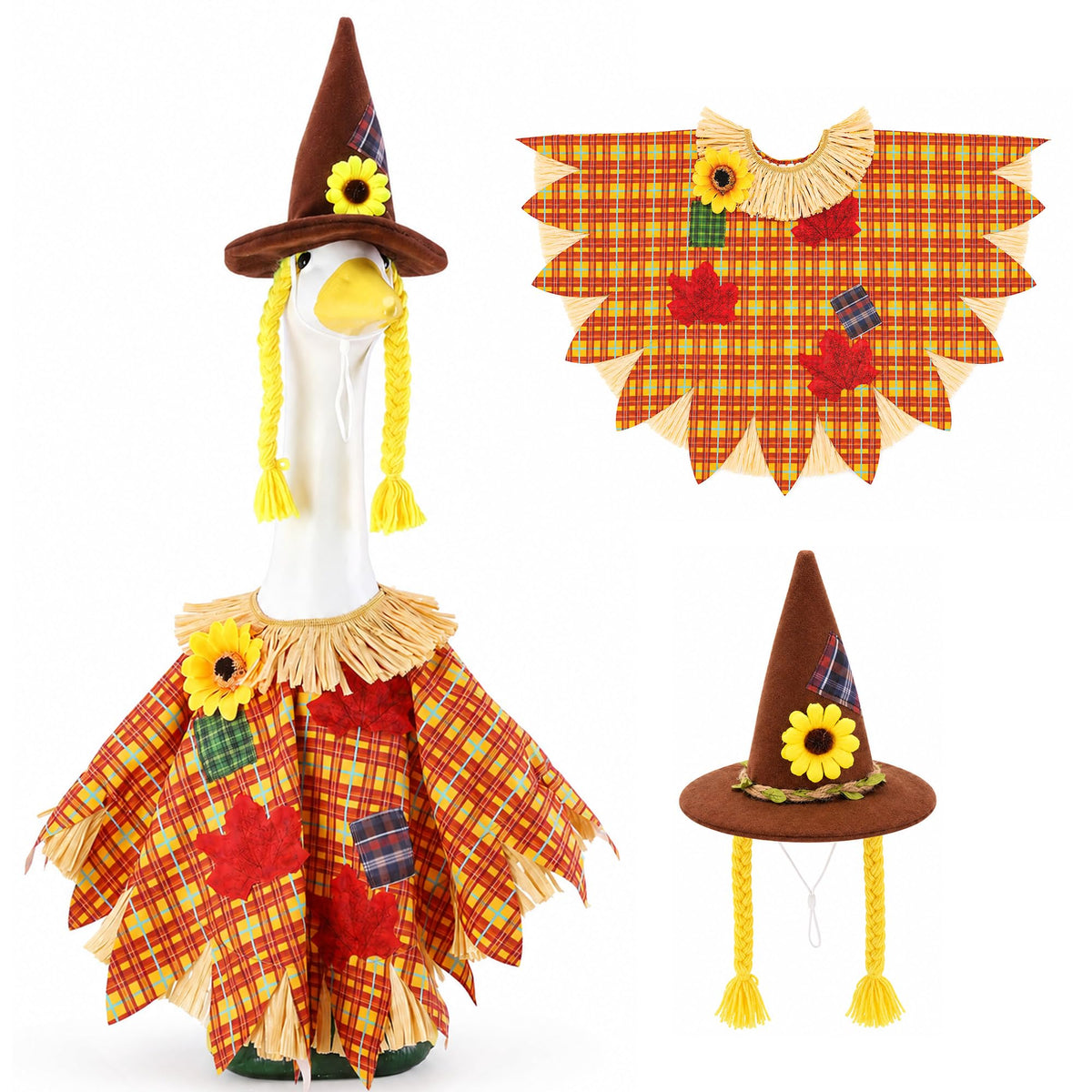 DECOHS Scarecrow Goose Outfit Set front view with cloak and hat