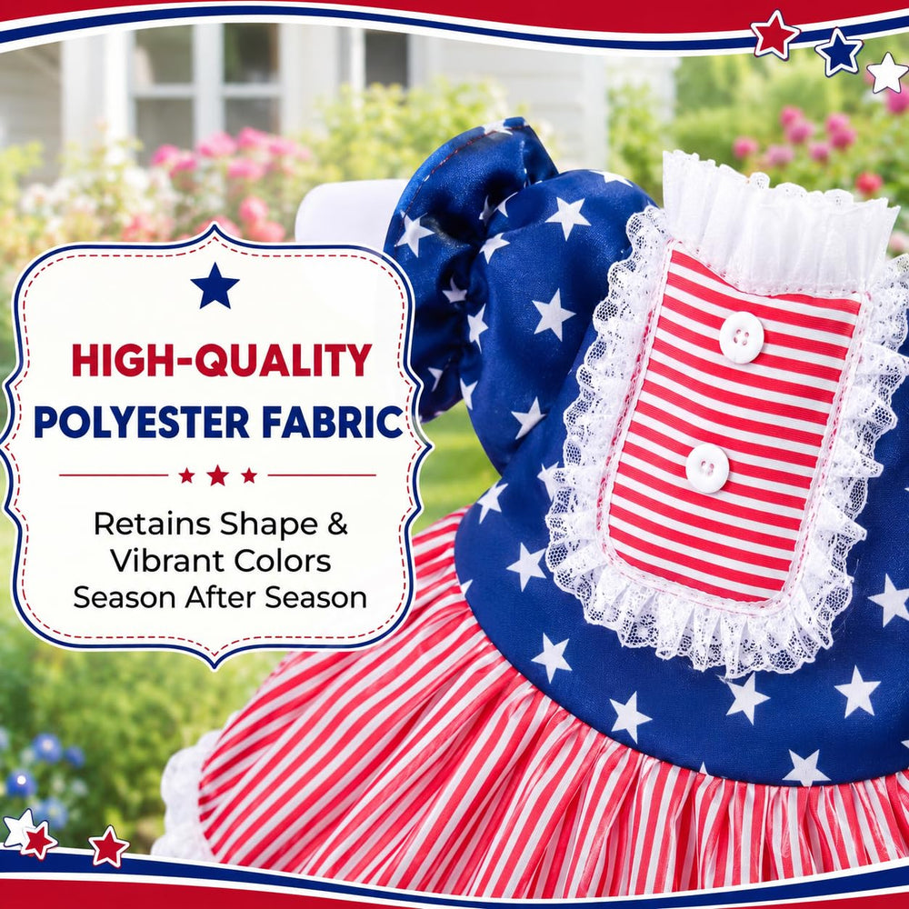 Decorated goose statue wearing patriotic outfit
