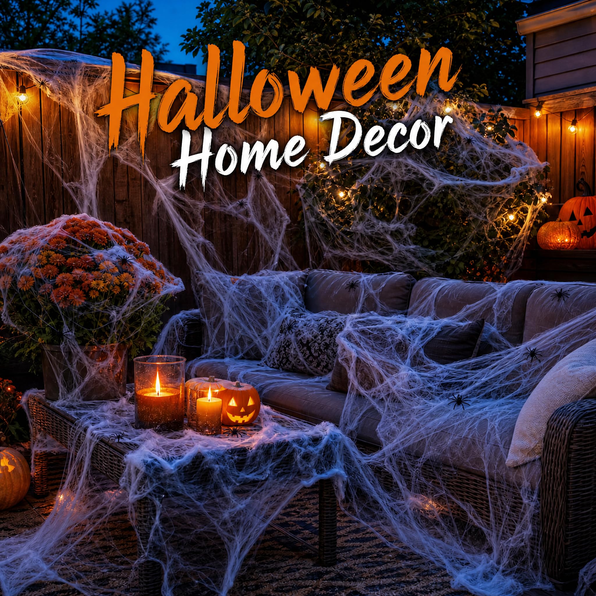 Decorated indoor space using Land Guard spider web and props
