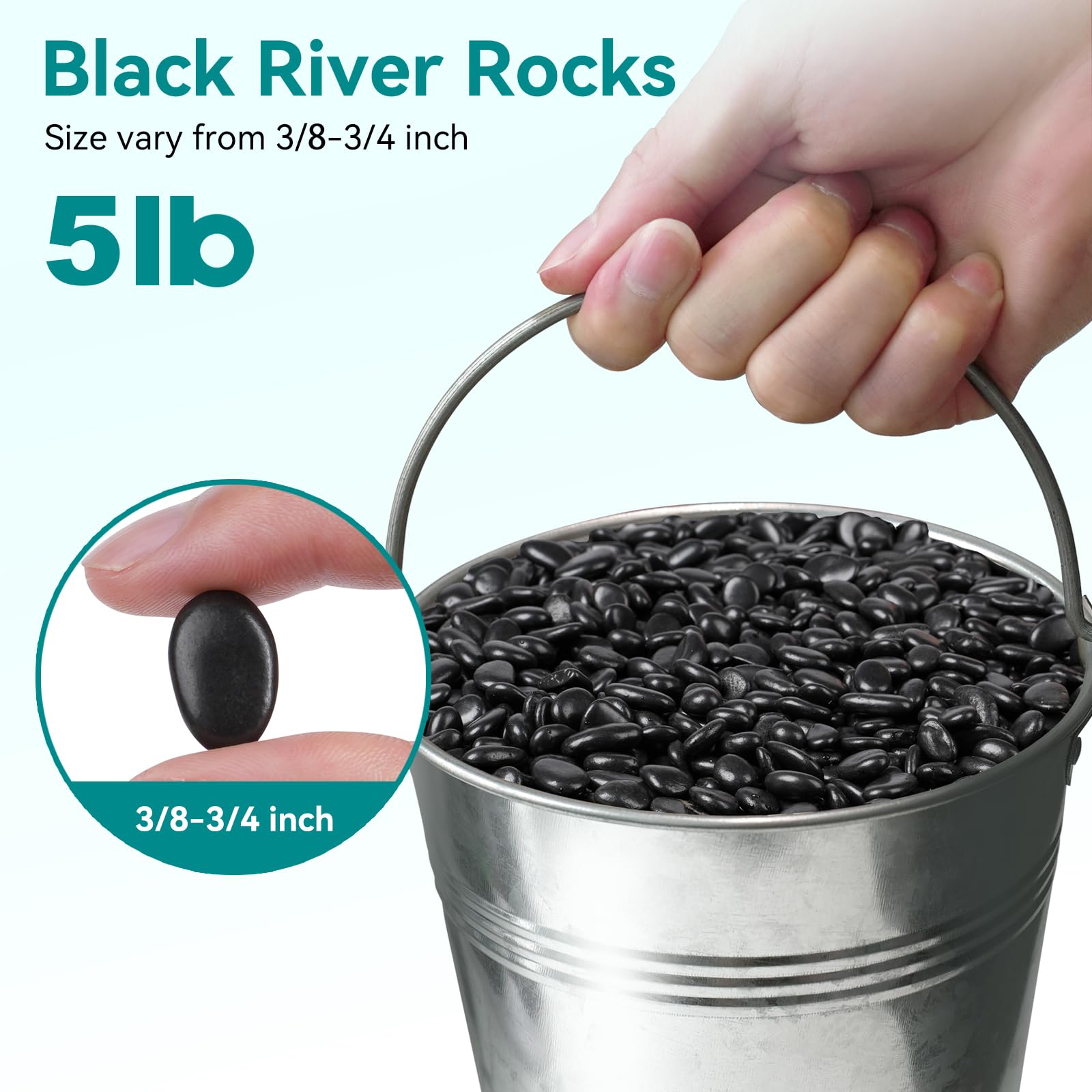 Decorative arrangement with Rahato Black Pebbles in a vase