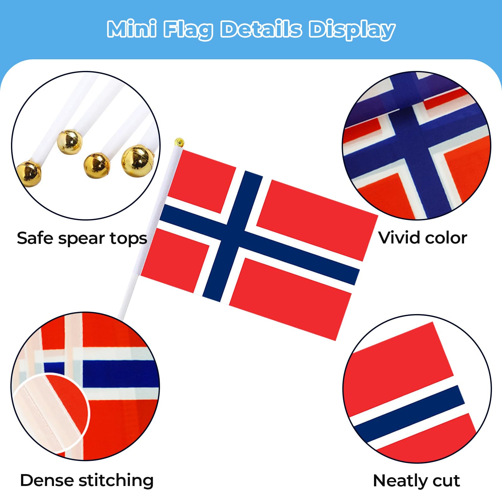 Decorative display of Norway flags in a pot
