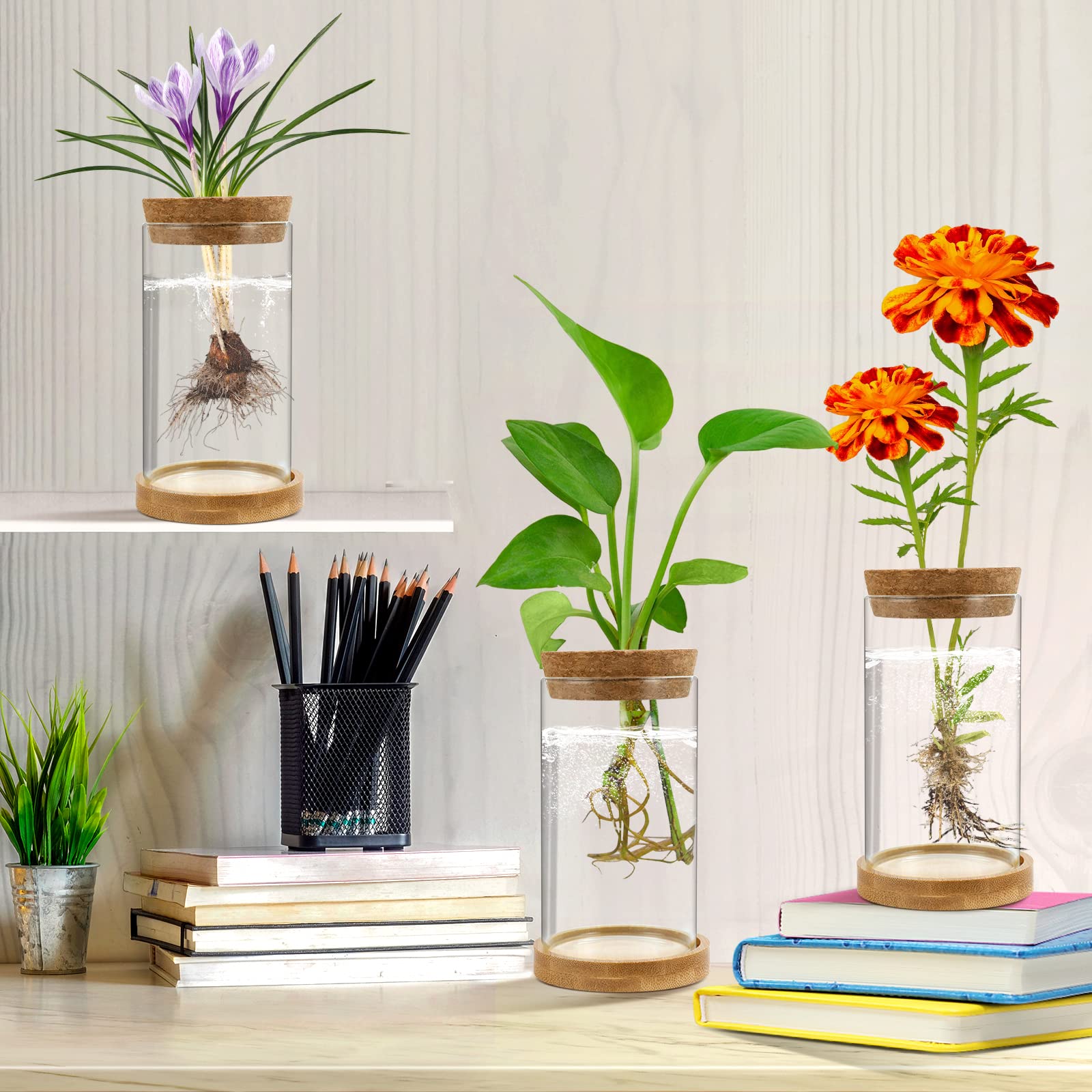 Decorative Gicare glass vases on a dining table