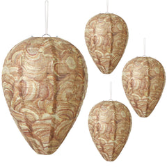 DECYOOL 4 pack paper wasp nest decoys, brown color