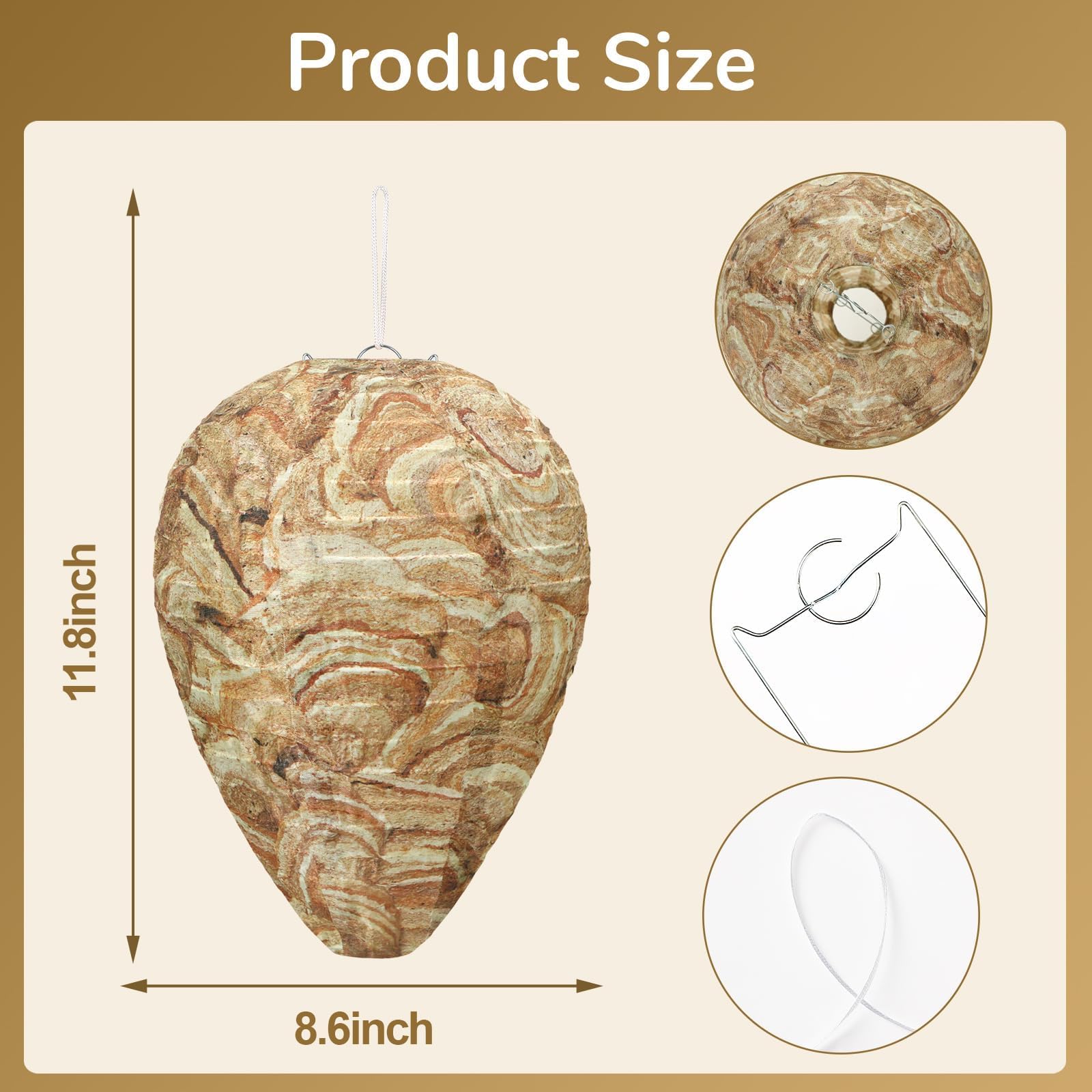 DECYOOL Wasp Nest Decoy large size propped open, 8.5 x 11 inches