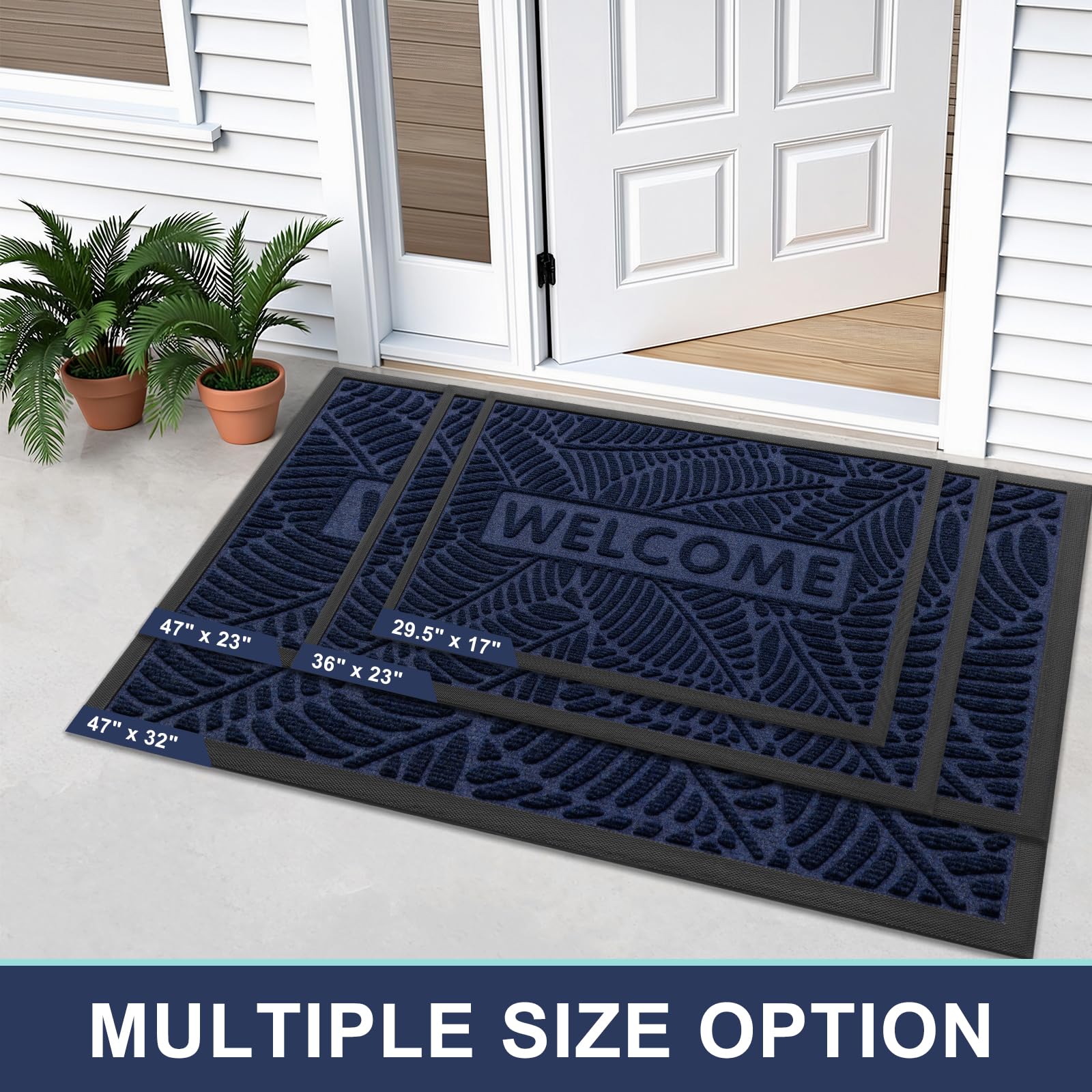 Deep-groove texture of Smiry doormat with WELCOME message