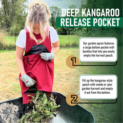 Deep kangaroo pocket of Grampa's Weeder Gardening Apron
