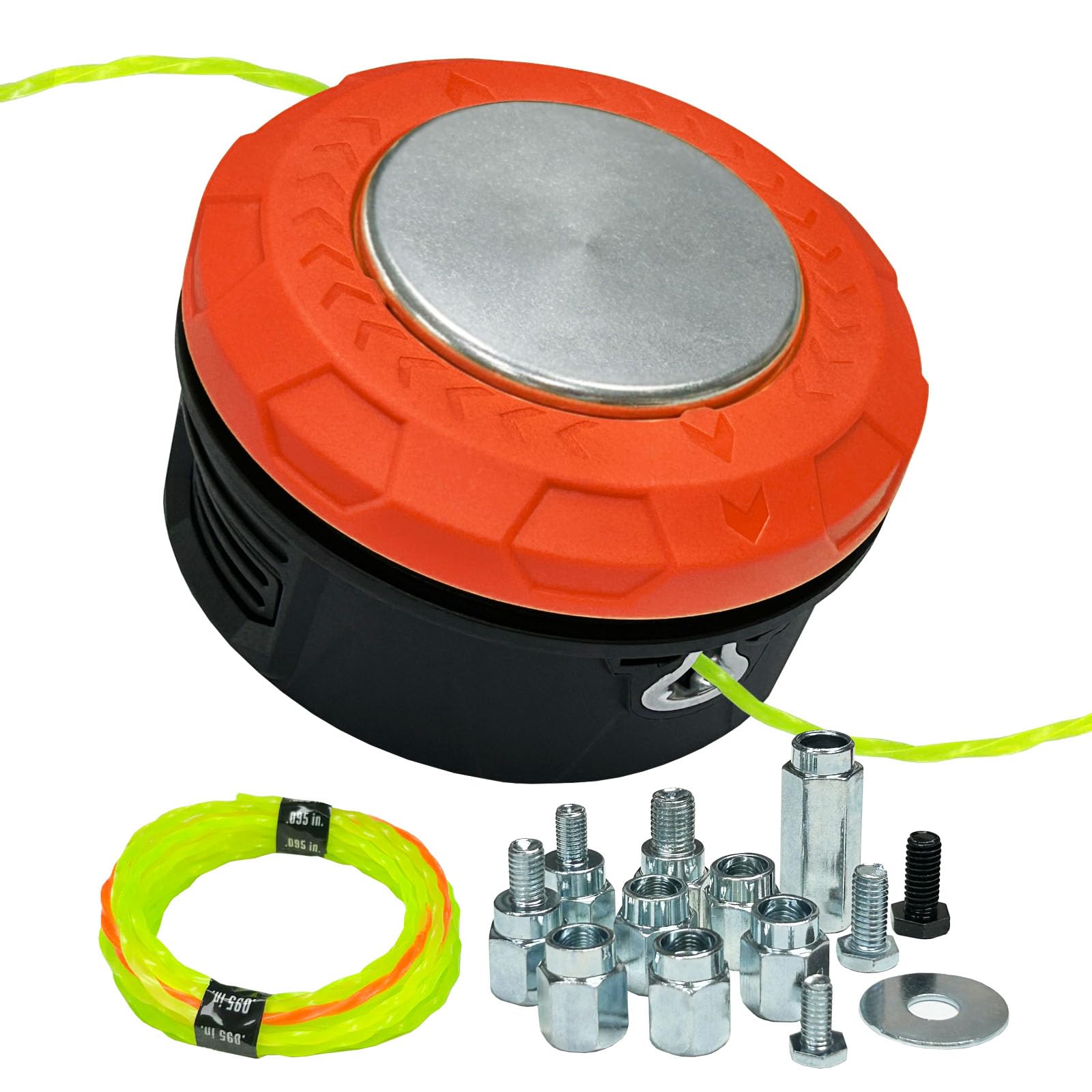 Deeploving Universal Weed Eater Head front view with orange colour