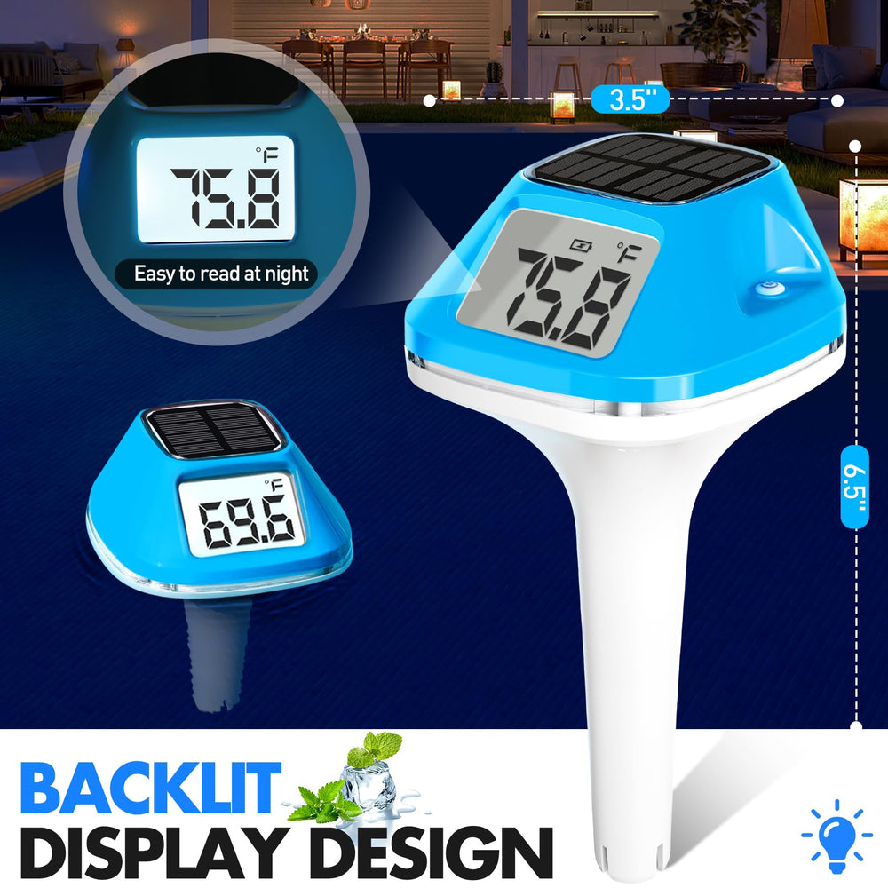 DeeprBlu Floating Solar Pool Thermometer light blue model side view