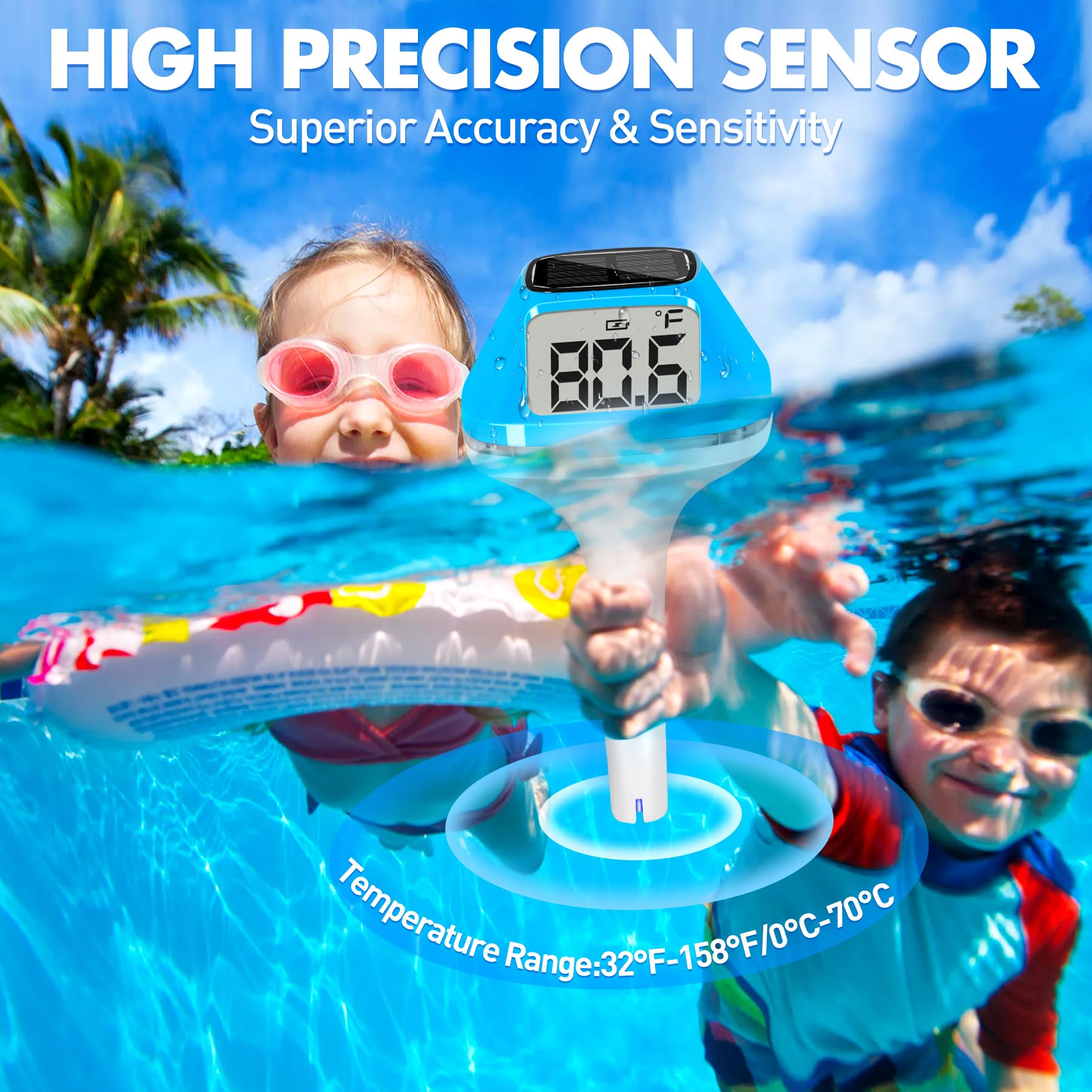 DeeprBlu Floating Solar Pool Thermometer with instruction manual