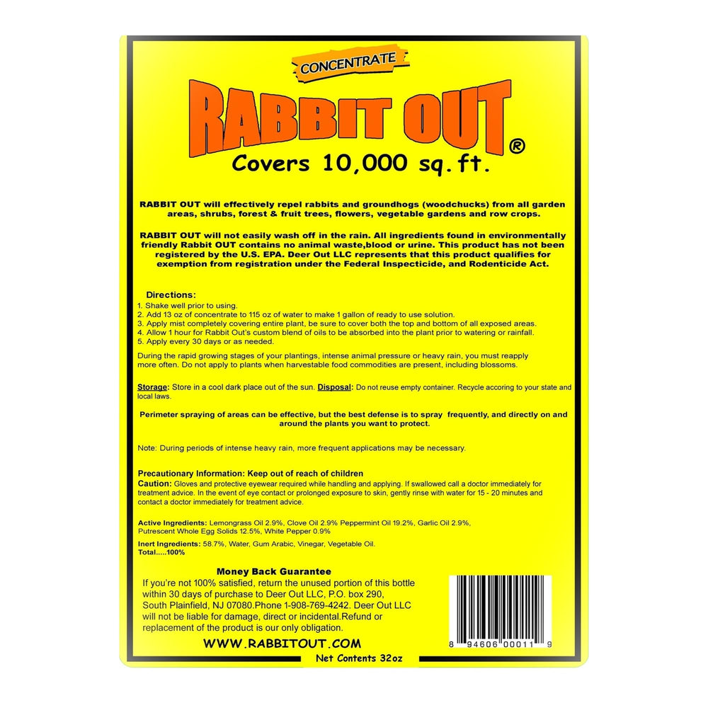 Deer Out Rabbit & Groundhog Repellent 32oz concentrate bottle side view