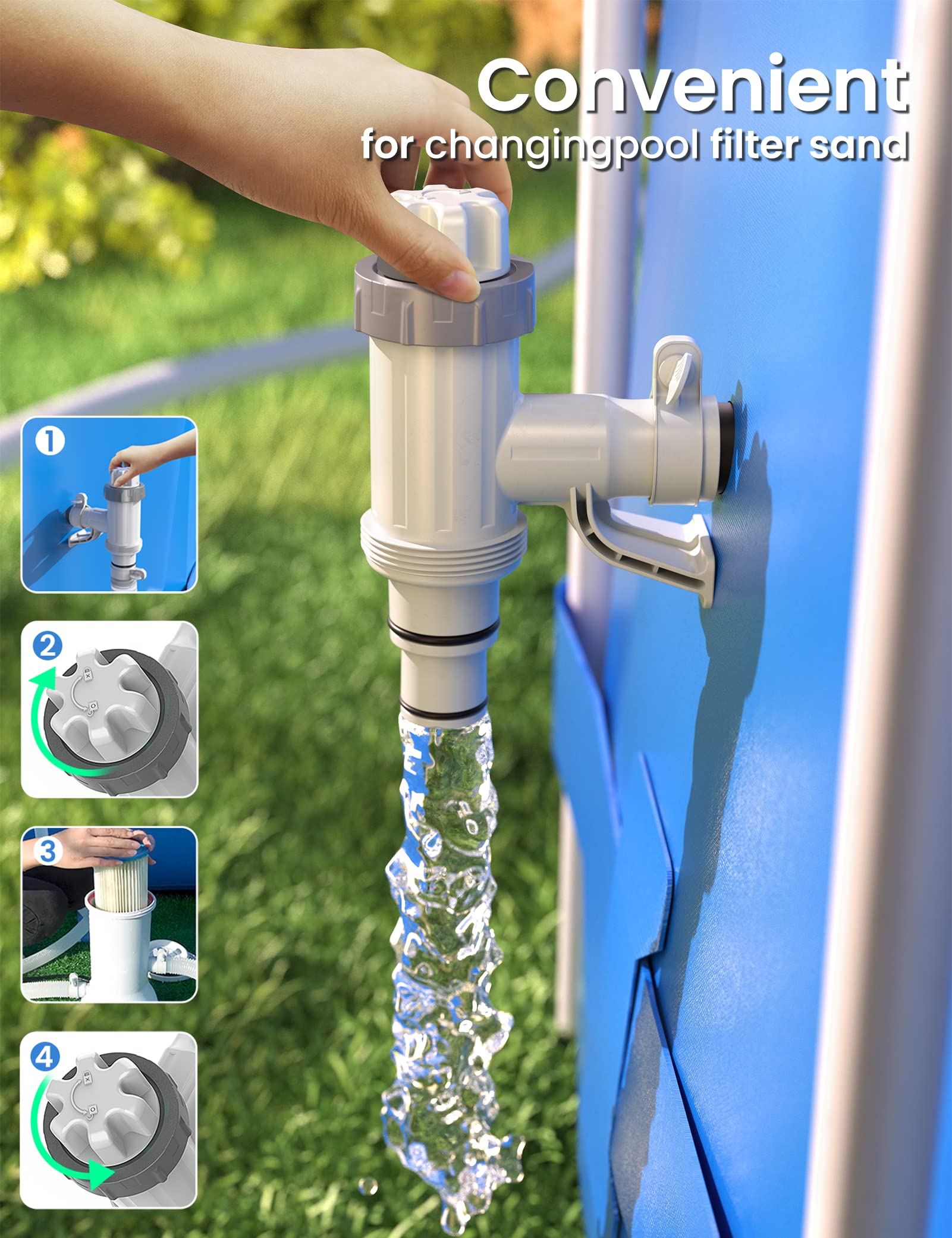 Deeroll Plunger Valve installation on an above ground pool