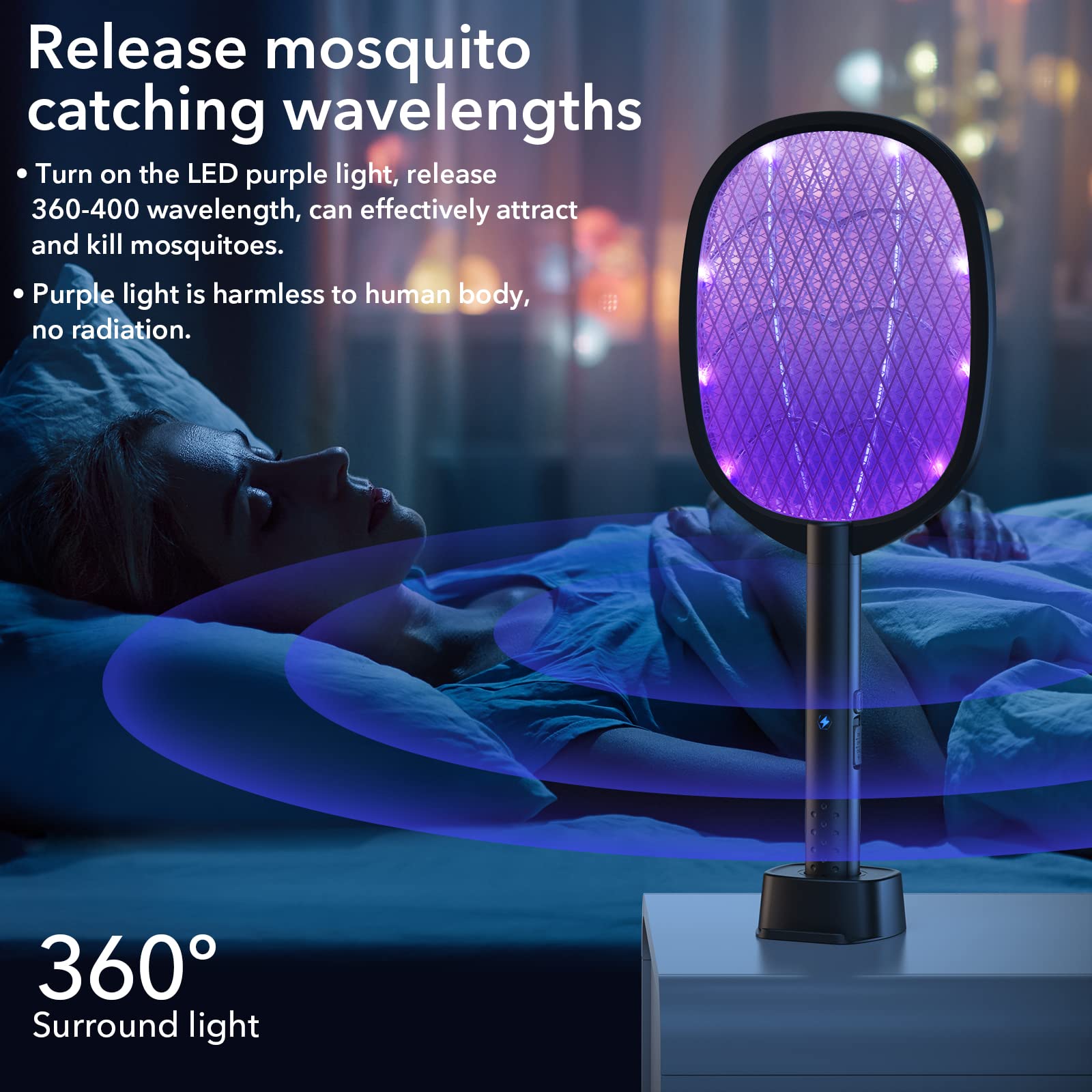 DEEZEE Electric Fly Swatter with USB charging cable