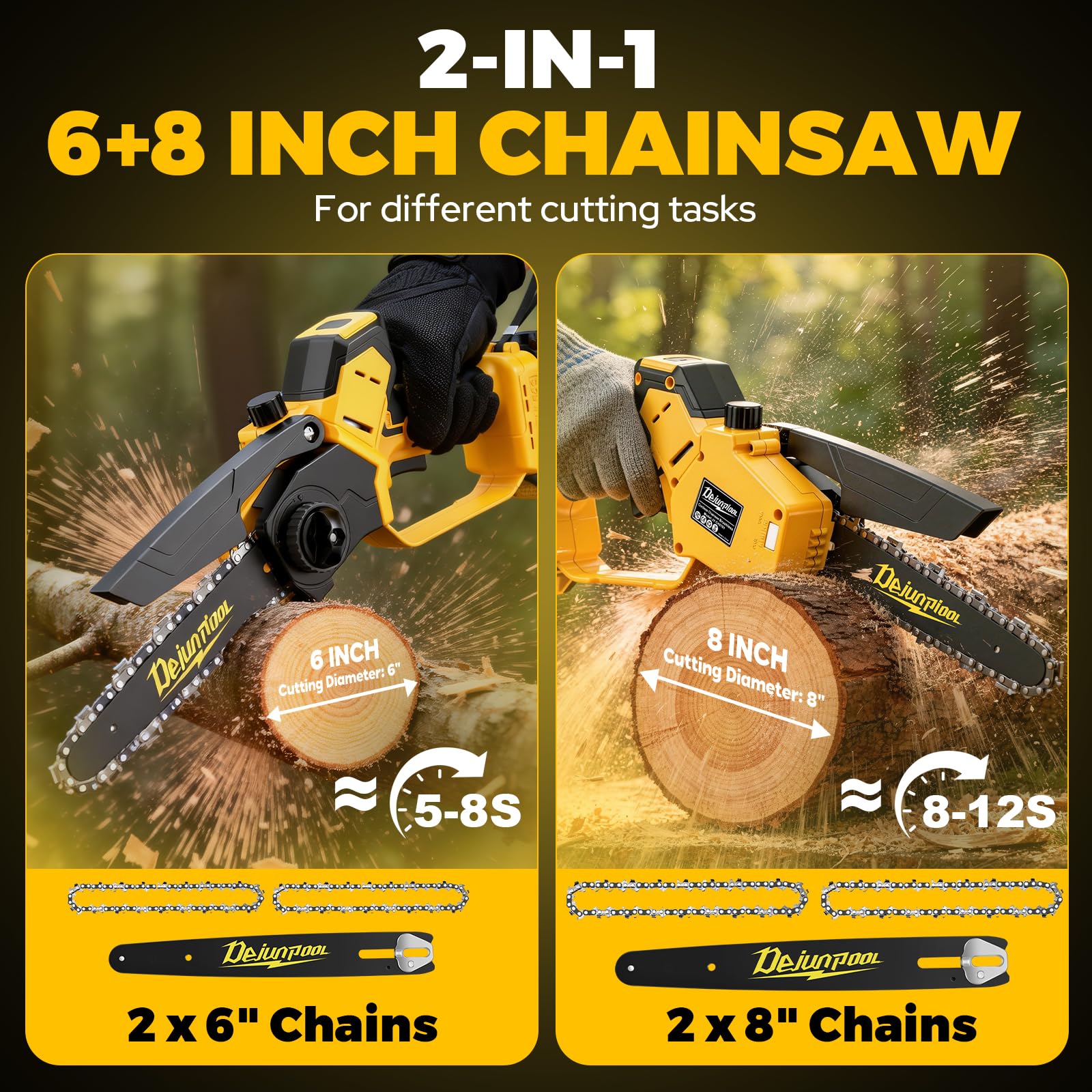 DEJUNPIOOL mini chainsaw tool-free installation feature