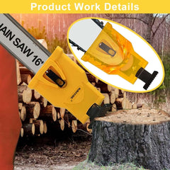 Dekvoraq Chainsaw Sharpener installed on a chainsaw