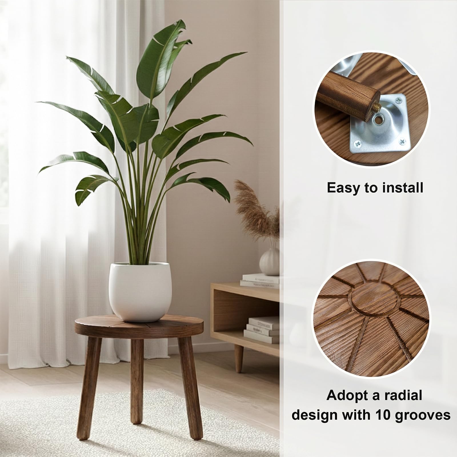 Delma wooden plant stands showing different heights