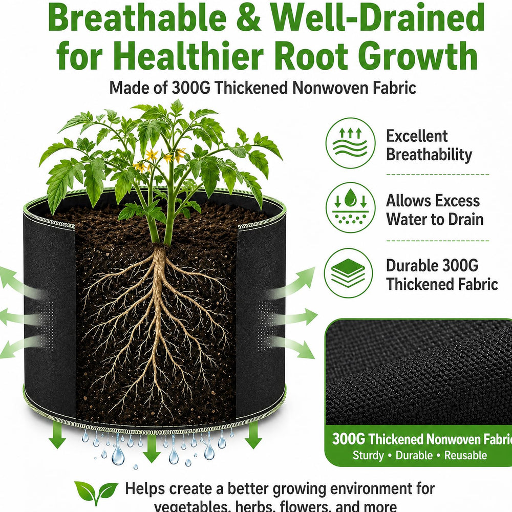 Delxo 1 Gallon Grow Bags showing breathability feature