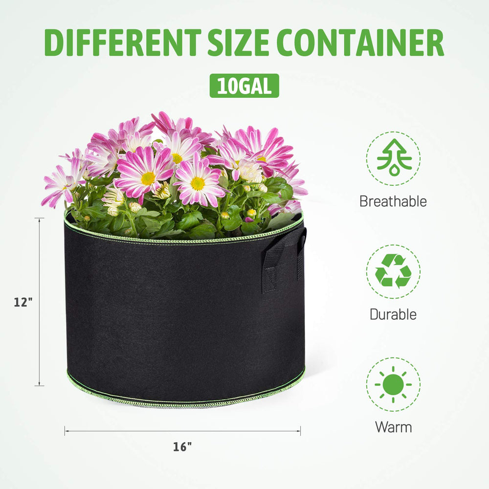 Delxo 10-gallon grow bag with plant inside on patio