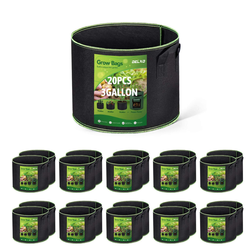 Delxo 3 Gallon Grow Bags front view showing durable fabric