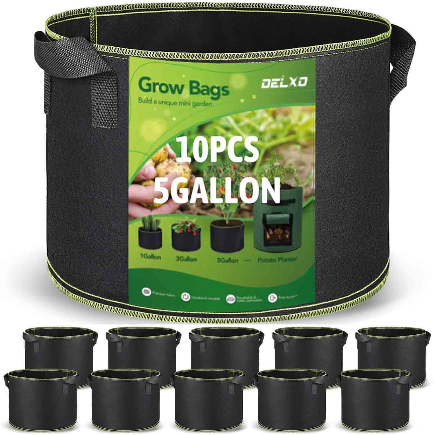 Delxo 5 Gallon Heavy Duty Grow Bag front view