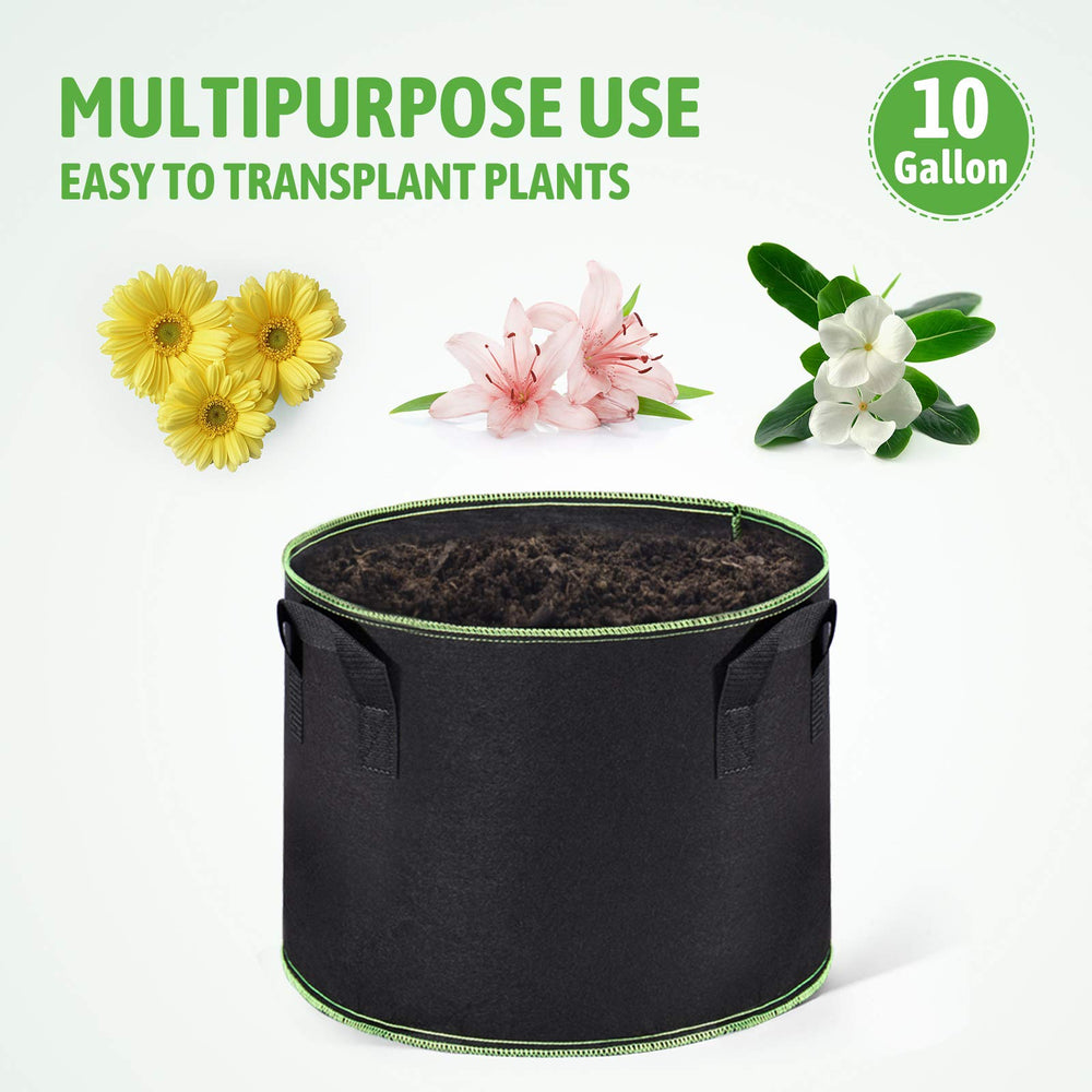 Delxo grow bags in garden with various plants