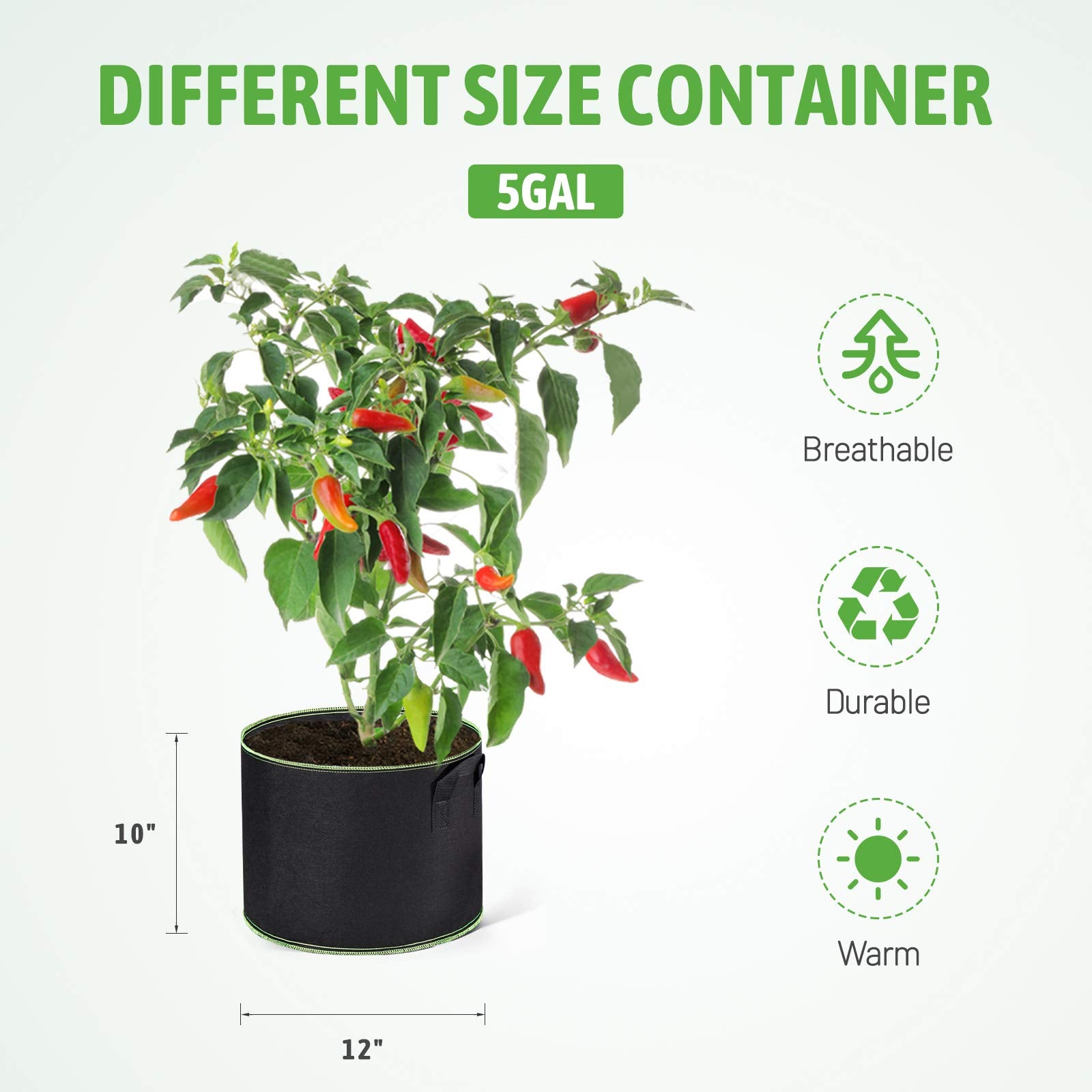 Delxo grow bags stacked showing black fabric