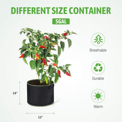 Delxo grow bags stacked showing black fabric