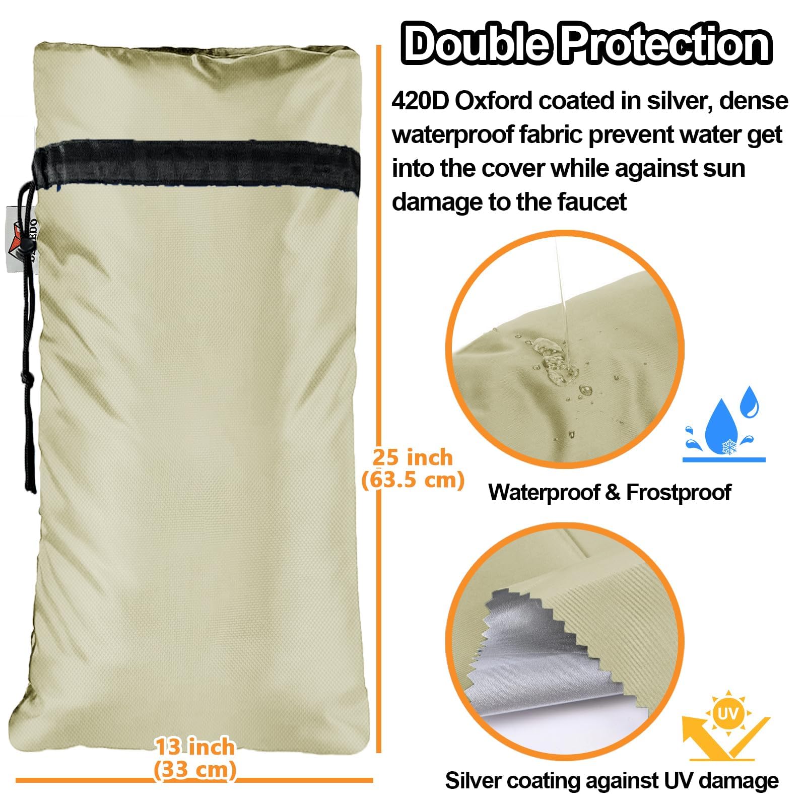 DEMEDO faucet cover secured on a garden faucet