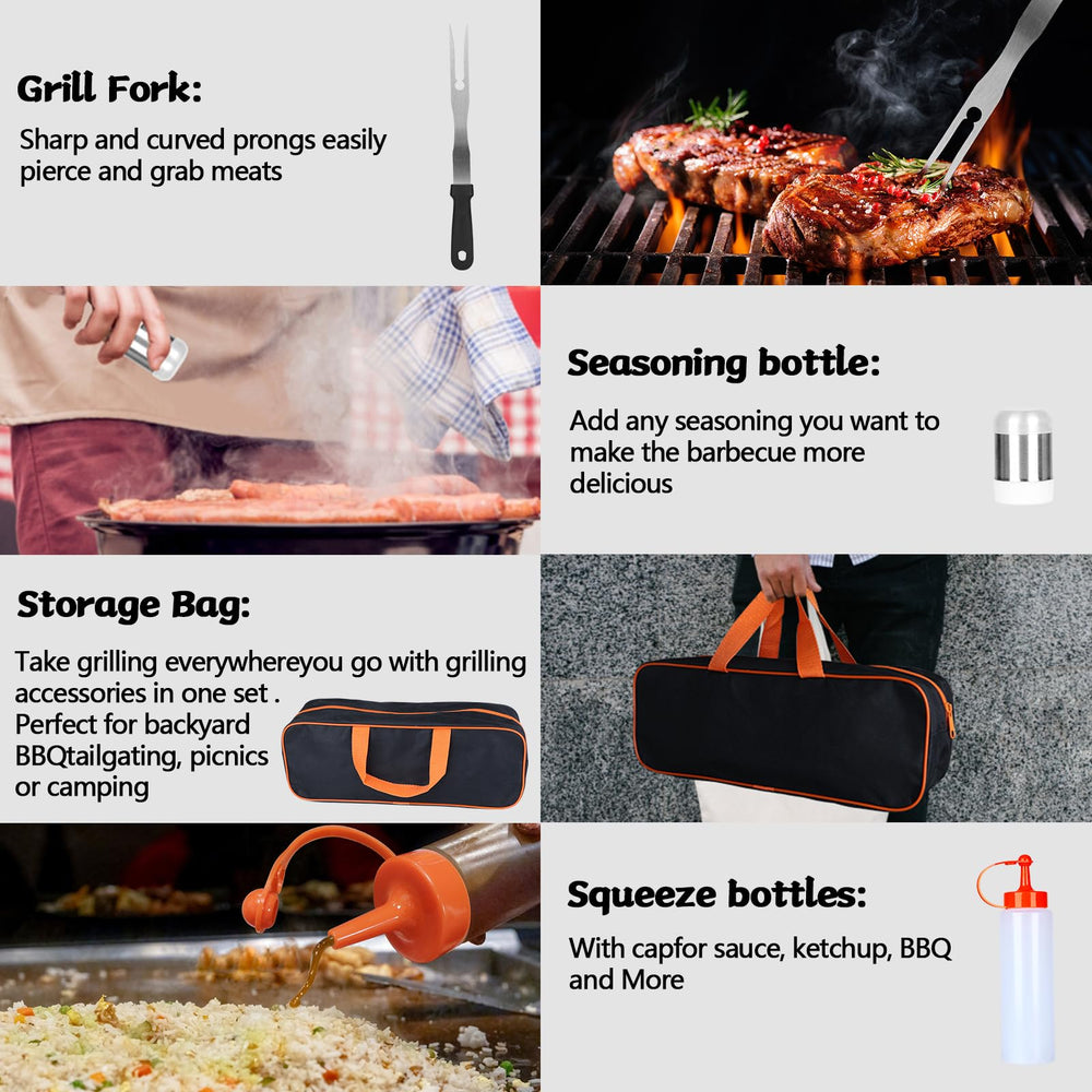 Demiwise BBQ tools set with spice bottles and basting cover