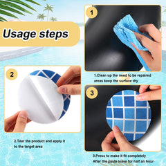Demonstration of applying Outus vinyl patch on a pool surface