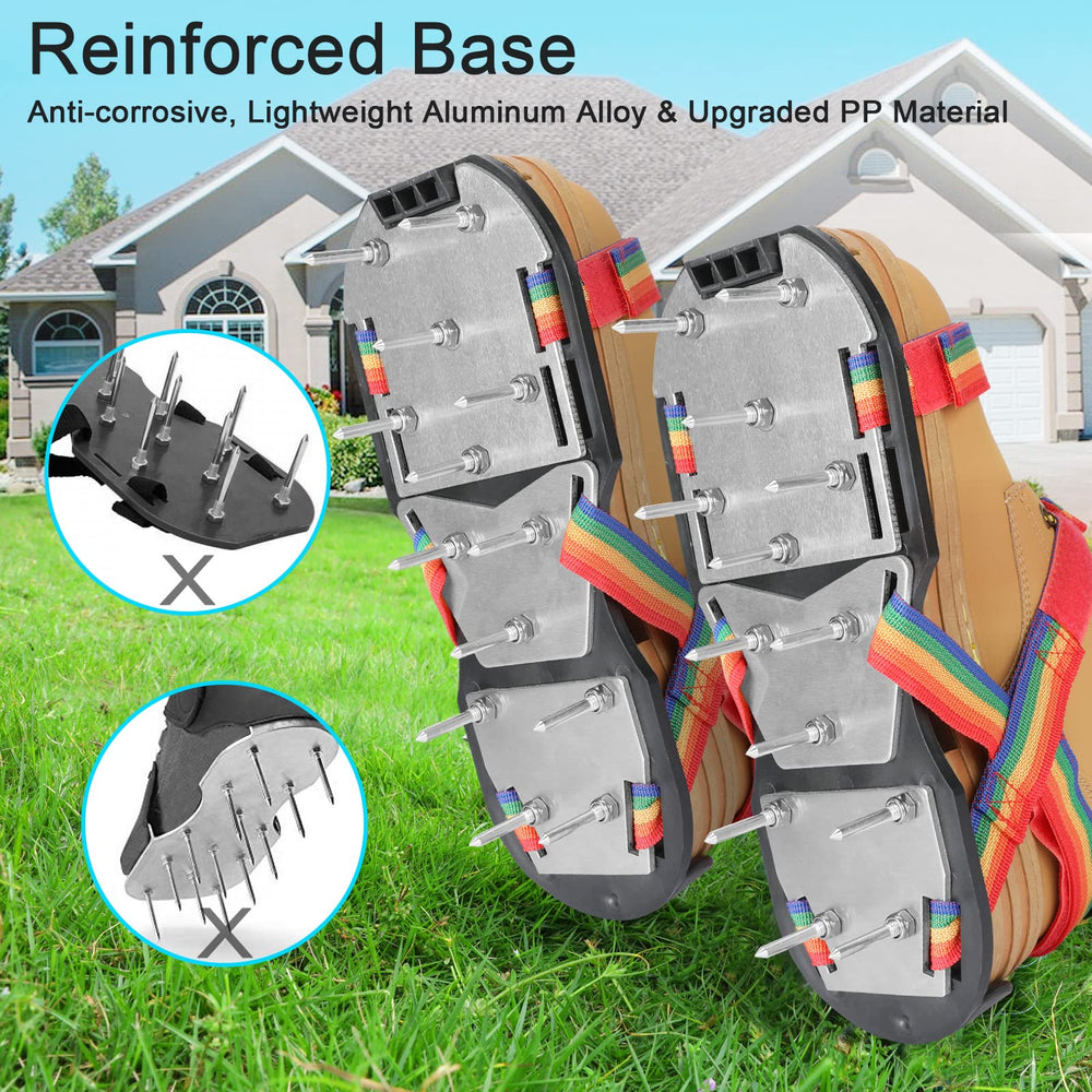 DenForste Lawn Aerator Shoes side view with adjustable straps