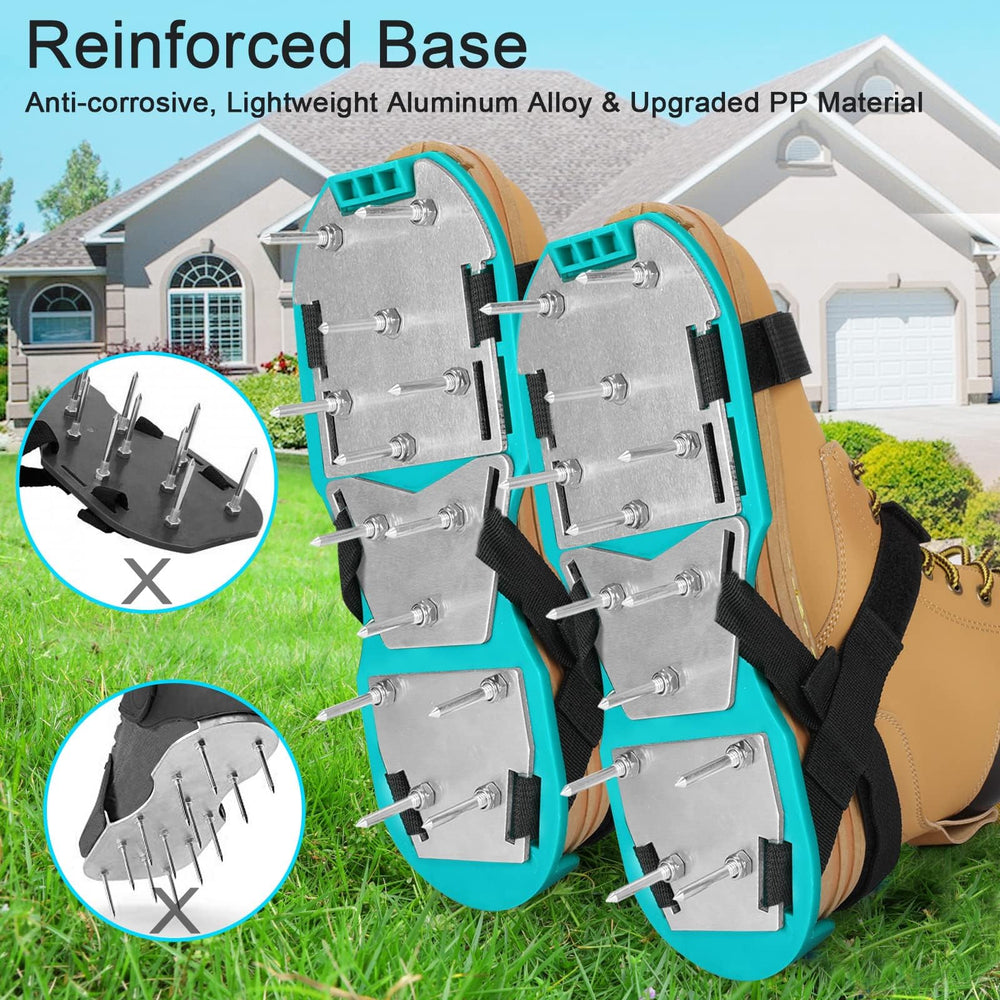 DenForste Lawn Aerator Shoes side view with spikes