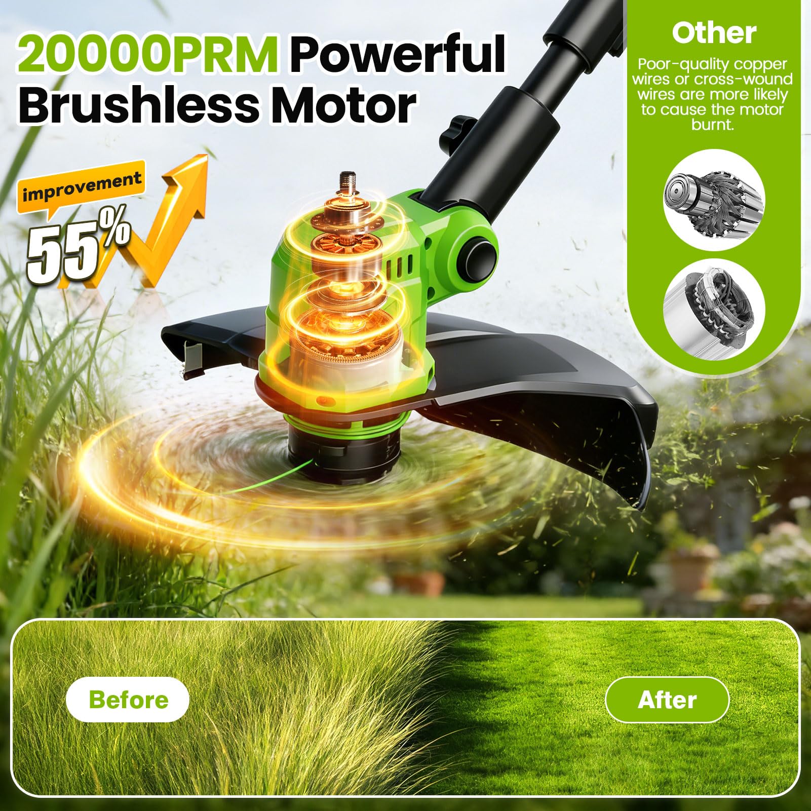denqir battery powered trimmer with replacement spools