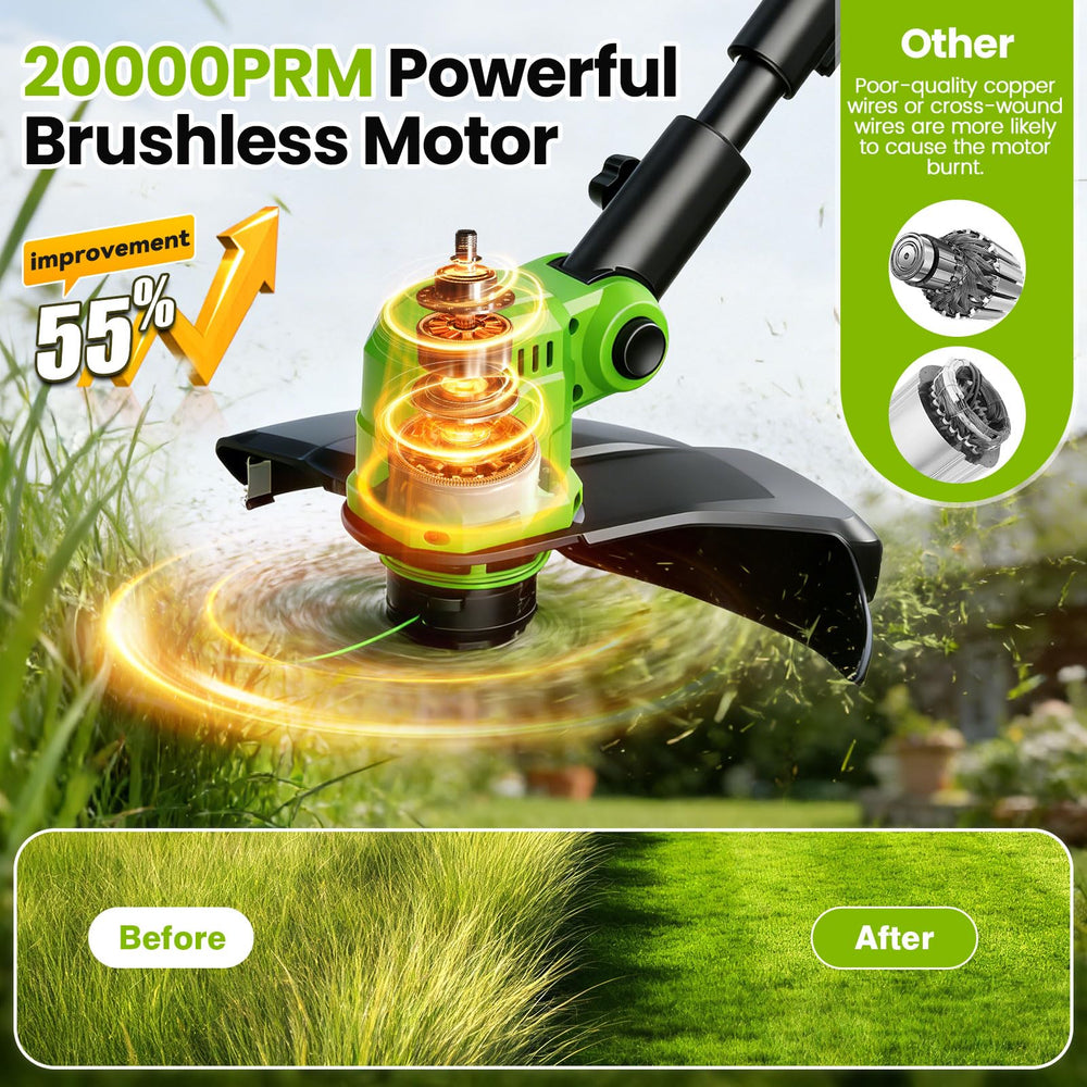 denqir battery powered trimmer with replacement spools