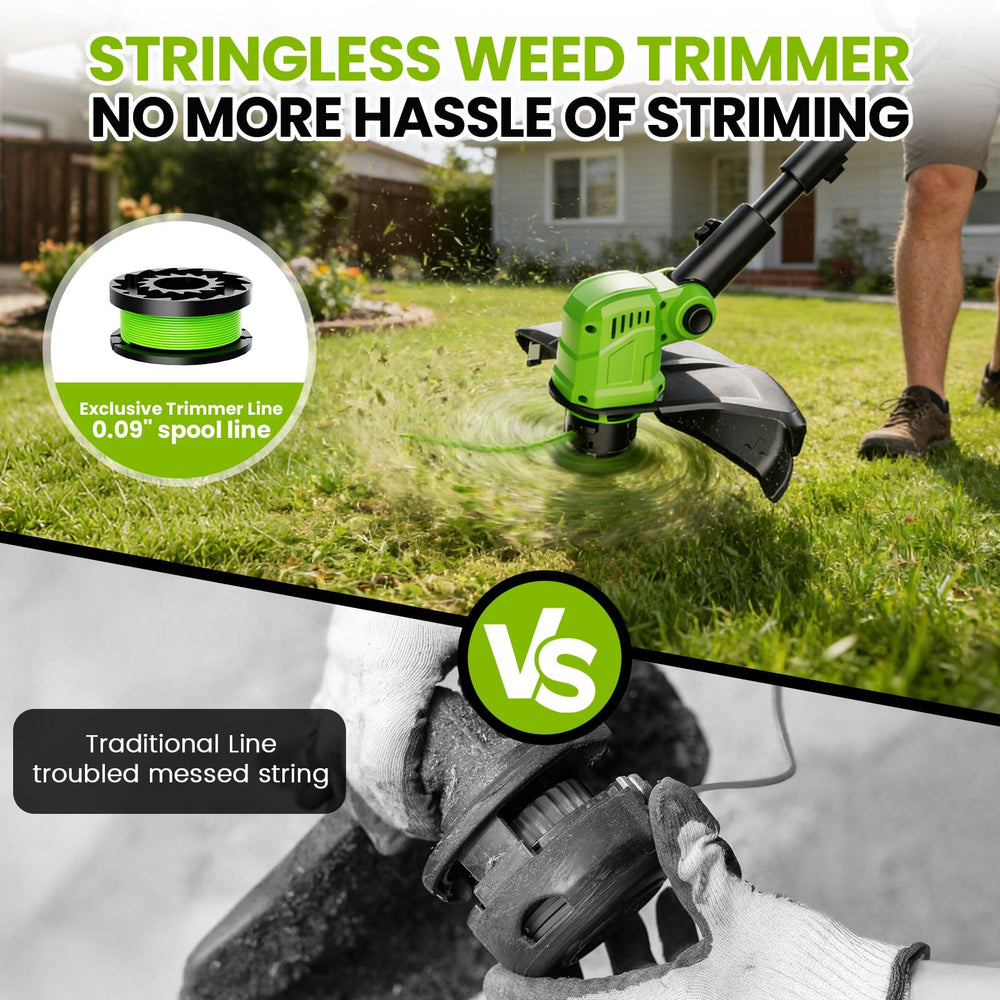 denqir cordless weed eater showing ergonomic handle
