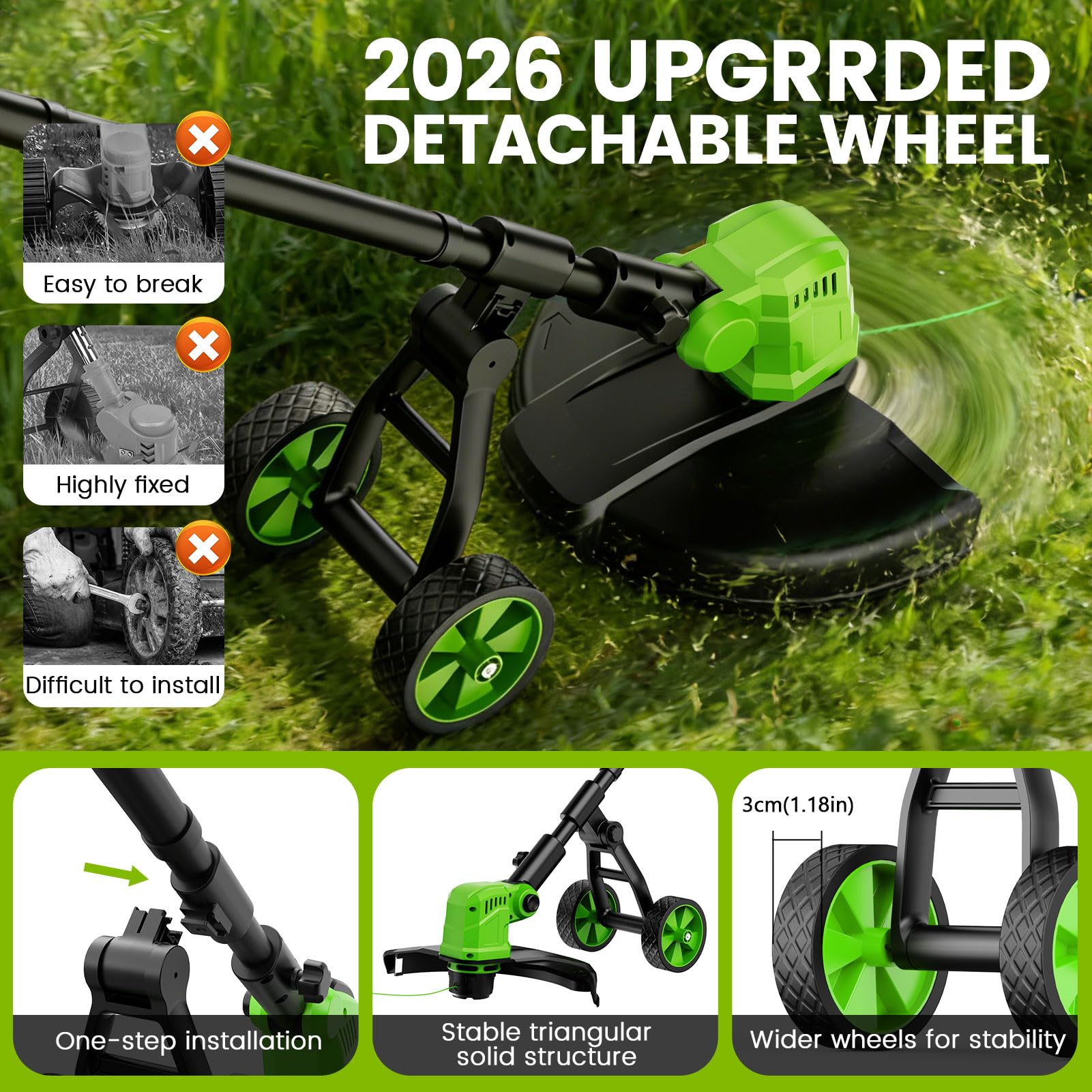 denqir electric trimmer in action on a lawn