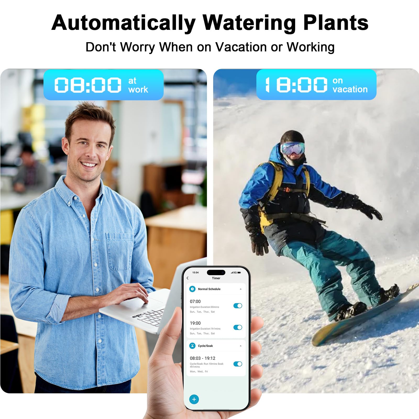 Denvest WiFi Water Timer in outdoor garden setting