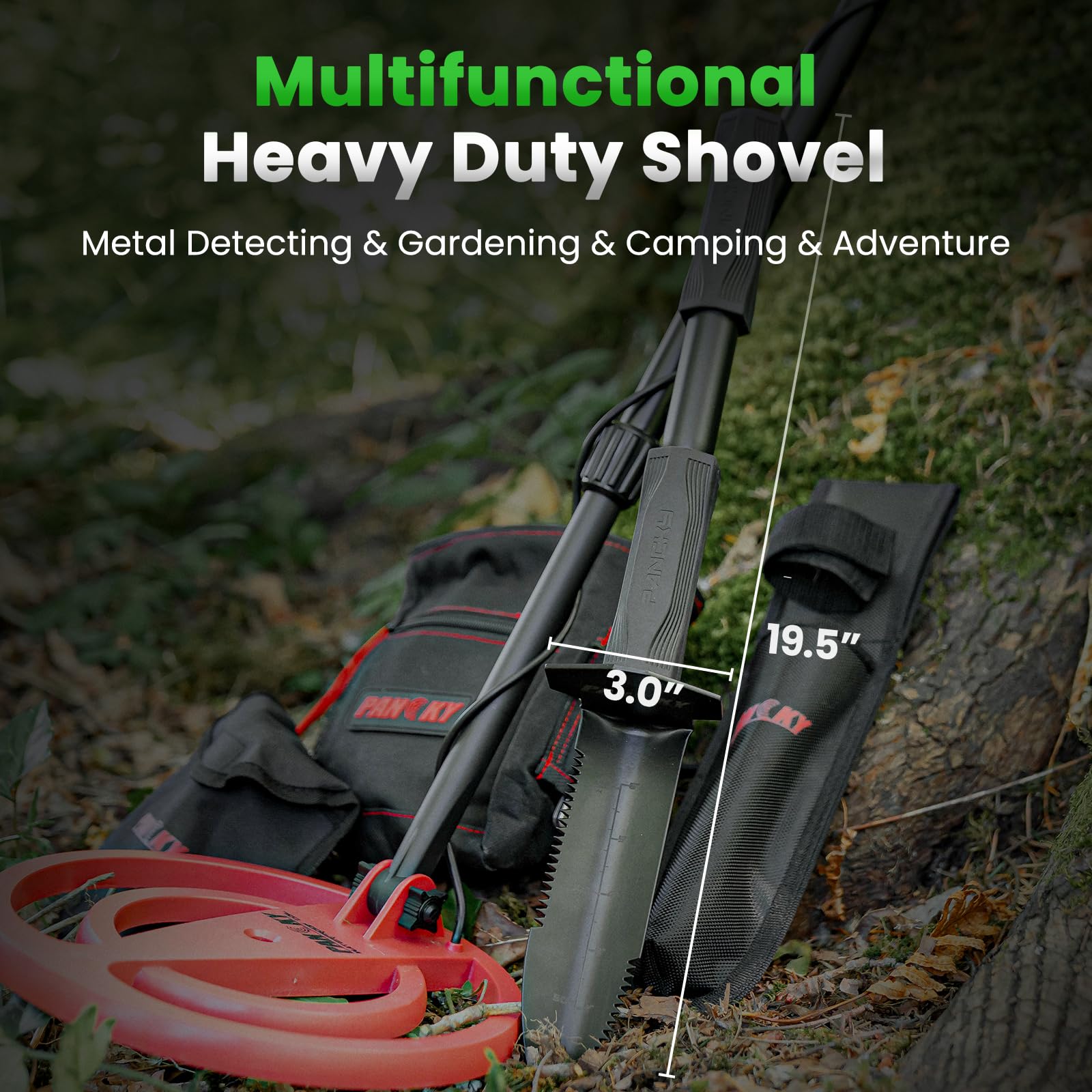 Depth measuring feature on the PANCKY Metal Detector Shovel
