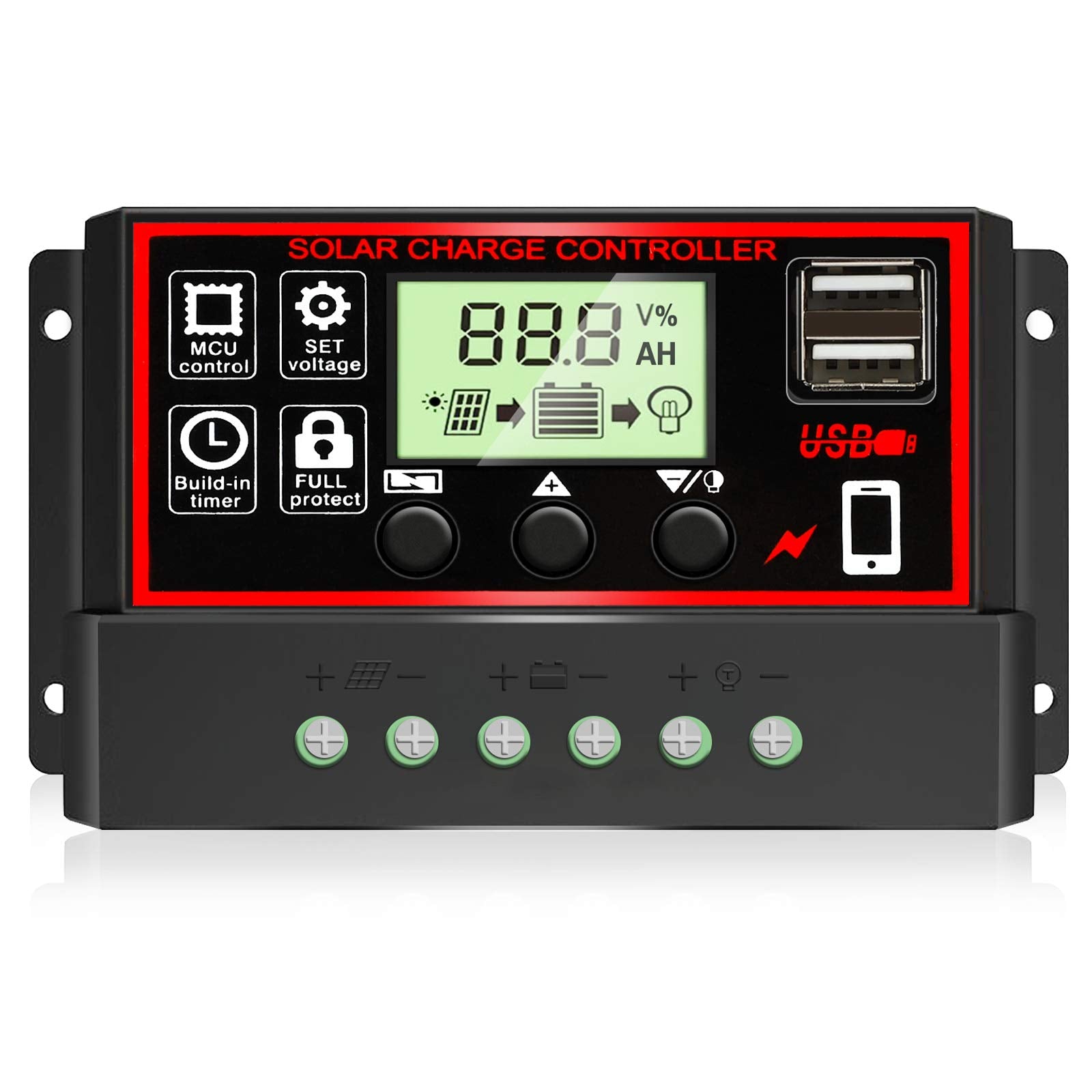 Depvko 30A Solar Charge Controller front view