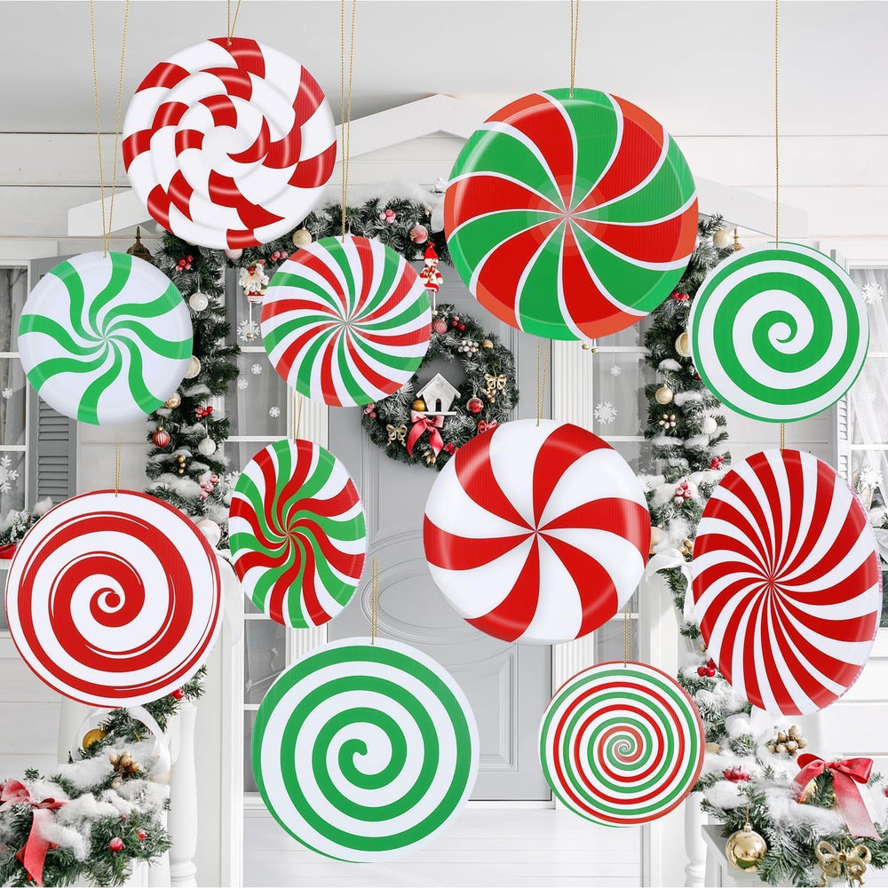 DERTE 12 Pcs Outdoor Christmas Hanging Ornaments in various designs